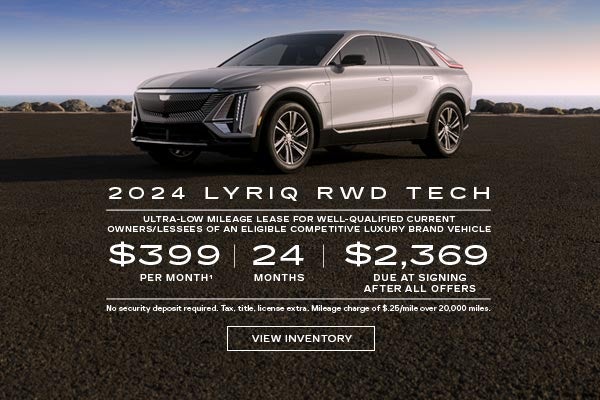 2024 LYRIQ RWD Tech 1. Ultra-low mileage lease for well-qualified current eligible Cadillac lesse...